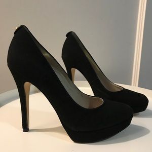 Michael Michael Kors black suede platform heels
